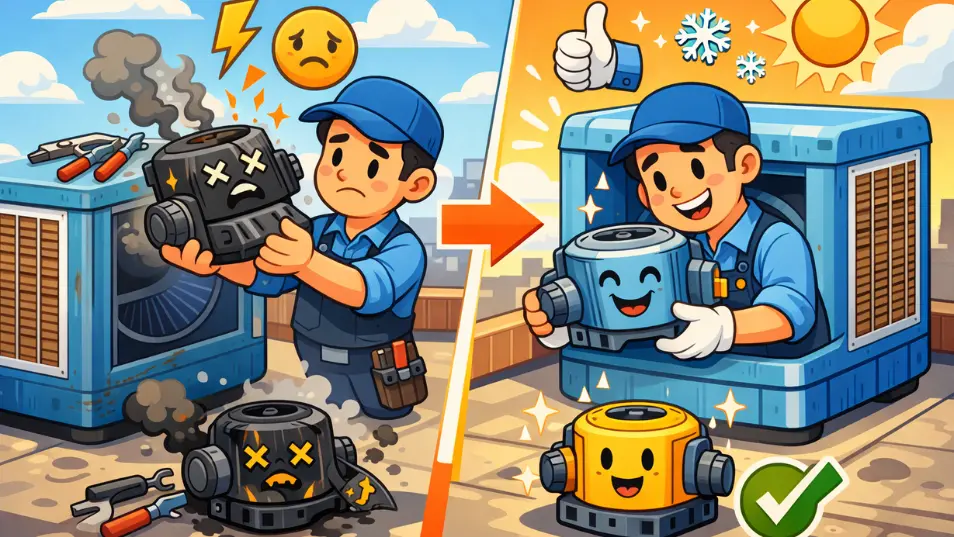 طرح تعویض موتور کولر آبی سوخته با نو